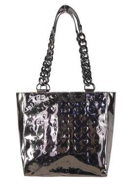 Marc Jacobs Metallic Heart Embossed Tote Shoulder Bag Medium Womens Silver $250